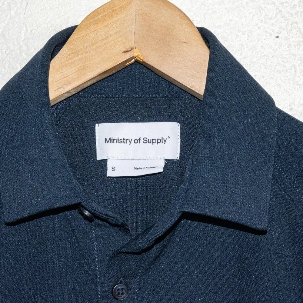 Ministry of Supply Men's Small Long Sleeve Polo Shirt in Blue